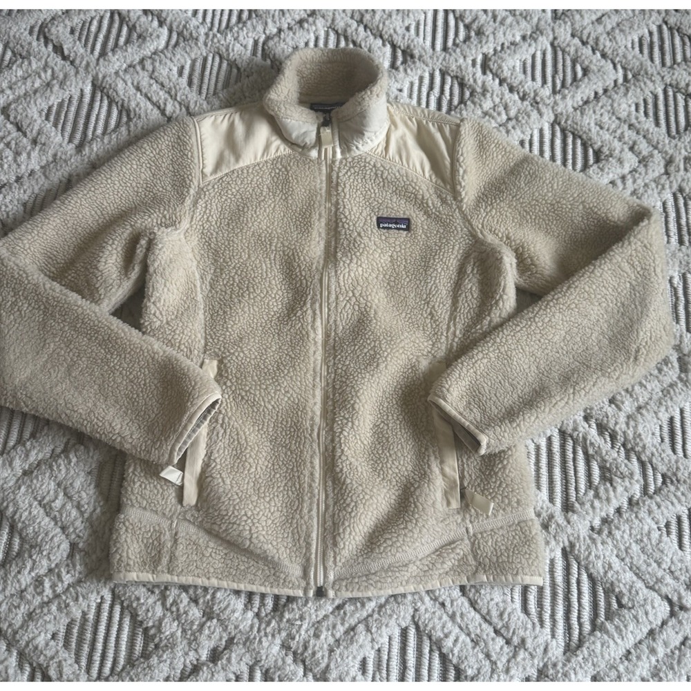 Patagonia‎ Retro-X Dark Natural Ivory Beige Full Zip Fleece Coat Women's Sizes S